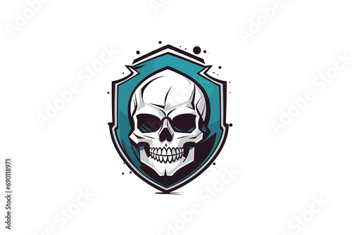 Scary Skull on a Shield on clear background