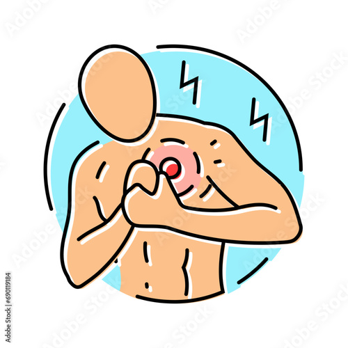 chest pain palpitations disease symptom color icon vector. chest pain palpitations disease symptom sign. isolated symbol illustration