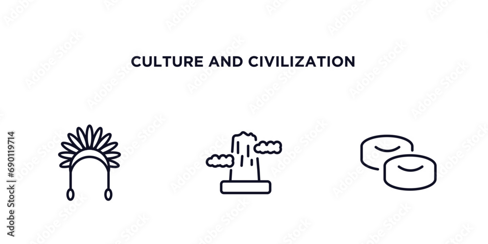 outline icons set from culture and civilization concept. editable ...