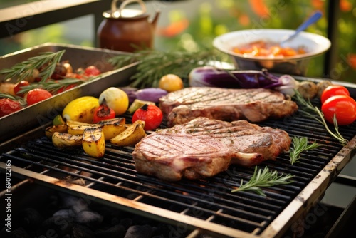 outdoor cookout featuring grilled veal chops