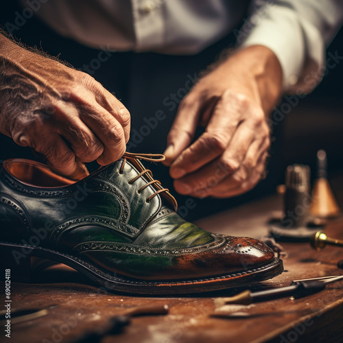 Sole Symphony: Shoemaker's Expert Hands Transforming Shoes into Elegance