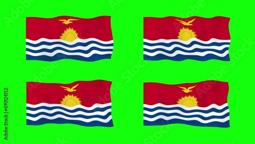Kiribati Waving Flag 2D Animation on Green Screen Background. Looping seamless animation. Motion Graphic