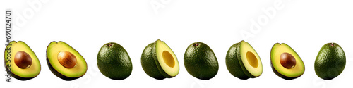 Collection Natural Fresh Avocado Border On Transparent Background 4