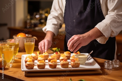 baker using cider to make a holiday dessert