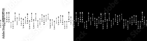 USD dollar signs falling. Business or financial success background.