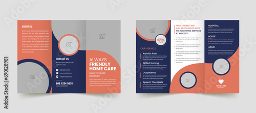 Home care trifold brochure template with creative design layout