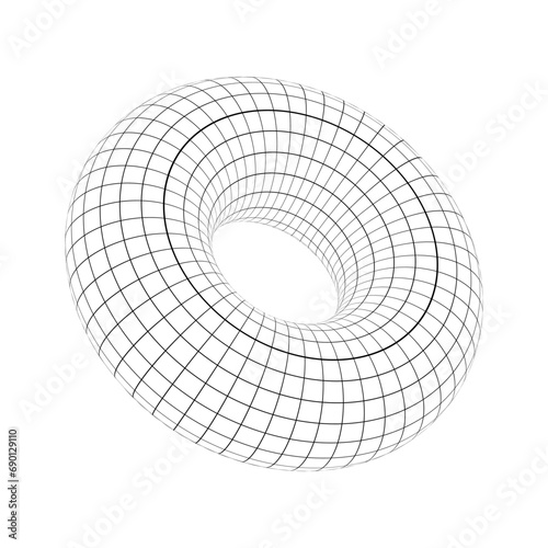 Torus wireframe vector. Abstract geometric shape with torus