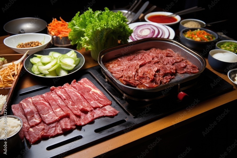 traditional korean cookout focused on bulgogi preparation