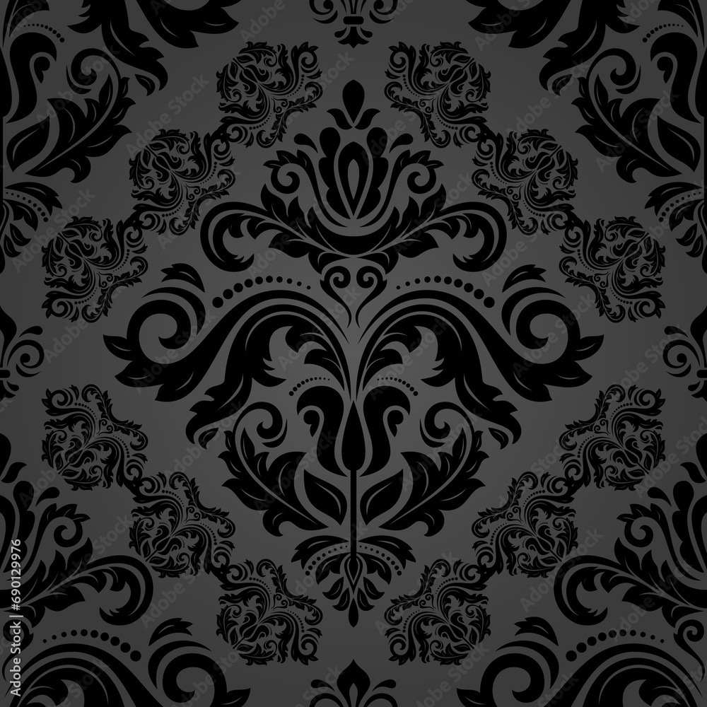 Classic seamless pattern. Damask orient dark ornament. Classic vintage dark background. Orient pattern for fabric, wallpapers and packaging Classic seamless pattern. Damask orient dark ornament. Classic vintage dark background. Orient pattern for fabric, wallpapers and packaging