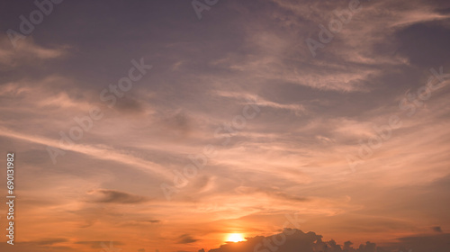  Panoramic view of sunset golden and blue sky nature background.
Colorful dramatic sky with cloud at sunset.Sky background.Sky with clouds at sunset.