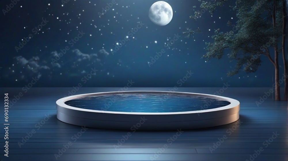 landscape with moon and stars