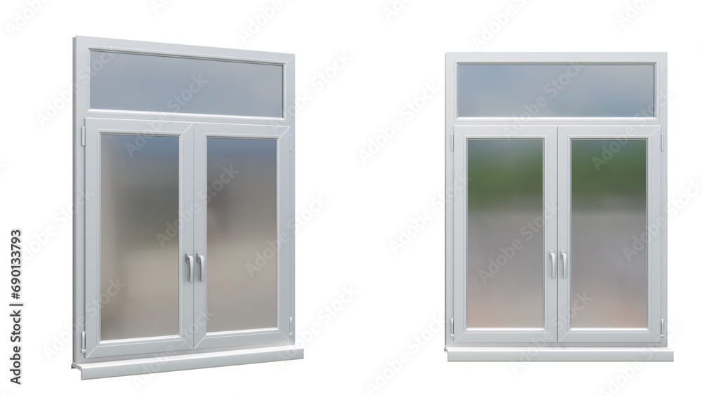 Gray plastic euro window on isolated background, alpha channel, png Gray plastic euro window on isolated background, alpha channel, png