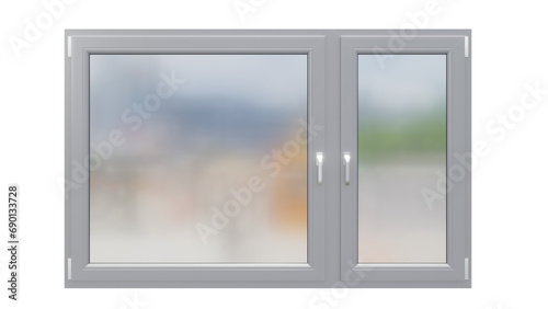 Gray plastic euro window on isolated background  alpha channel  png
