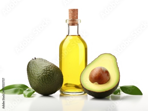 Avocado oil isolated on white background
