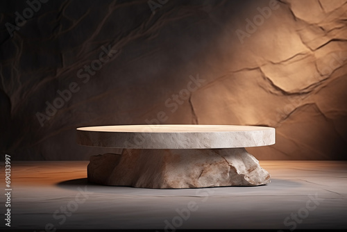 Stome minimalistic product display dcene with stone podium photo