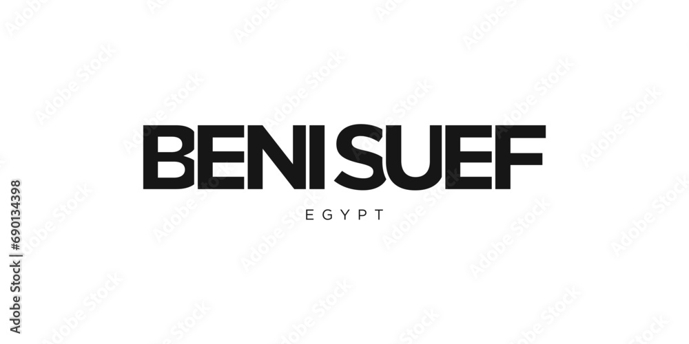 Fototapeta premium Beni Suef in the Egypt emblem. The design features a geometric style, vector illustration with bold typography in a modern font. The graphic slogan lettering.