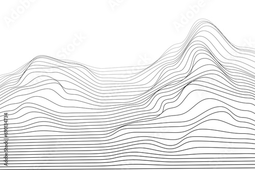 Abstract landscape wireframe vector background. Digital grid technology illustration landscape