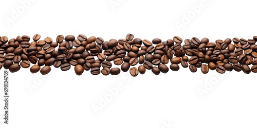 Collection Natural Hot Brown Coffee Beans Border On Transparent Background
