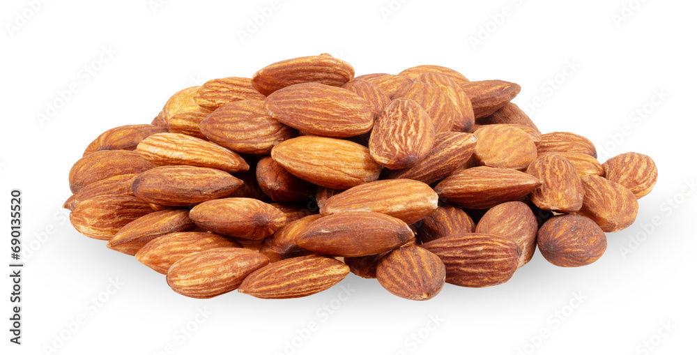 Closeup of almonds, isolated on transparent png Closeup of almonds, isolated on transparent png