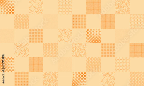 Seamless color pattern of squares with different patterns. Illustration for banners, posters, textures, textiles and simple backgrounds