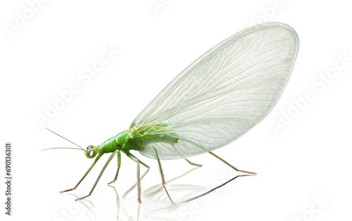 Graceful Green Lacewing On Isolated Background