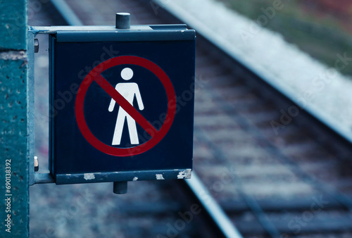 No trespassing sign in a Danish train station