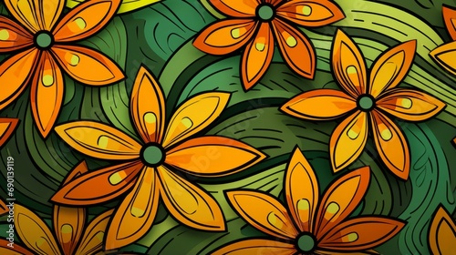 Floral African pattern illustration. Vibrant Spirit of colorful African with Authentic flowers pattern © Vladimir