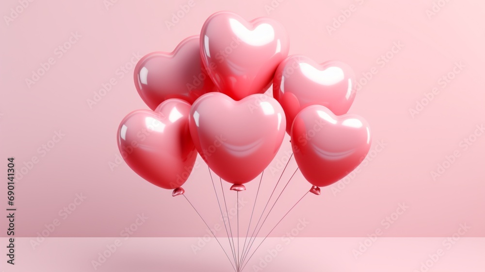 pink balloon with ribbon Valentines Day background HD