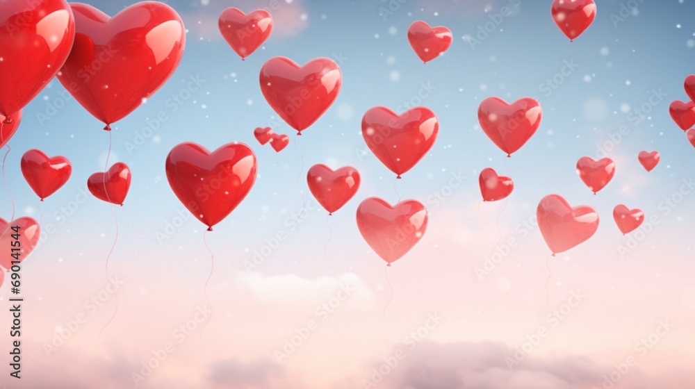 balloons in the sky Valentines Day background HD