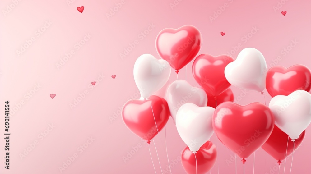 pink heart balloons Valentines Day background HD