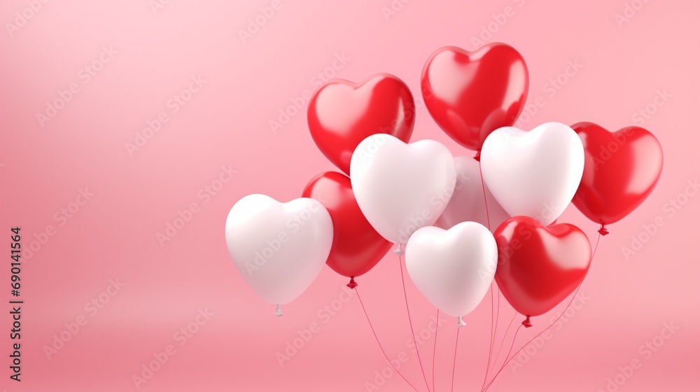 pink balloons with hearts Valentines Day background HD