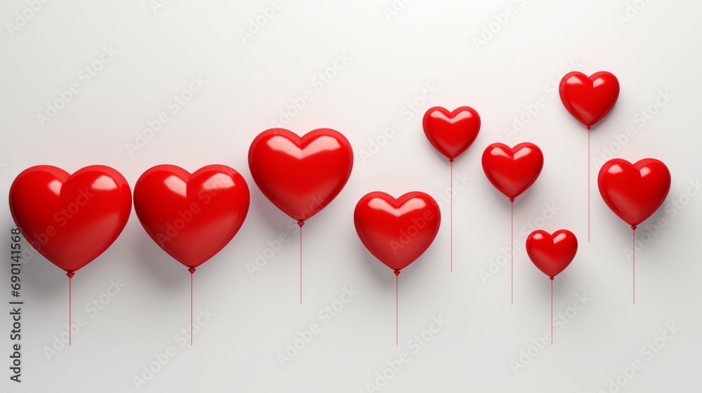 red heart balloons with white background Valentines Day background HD