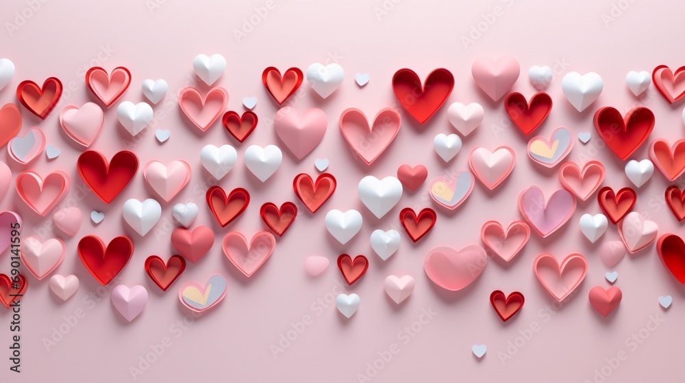 red, white and pink hearts Valentines Day background HD