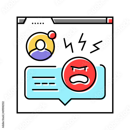 insulting comments cyberbullying color icon vector. insulting comments cyberbullying sign. isolated symbol illustration