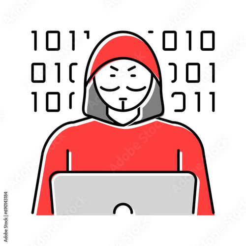 anonymous attacker cyberbullying color icon vector. anonymous attacker cyberbullying sign. isolated symbol illustration