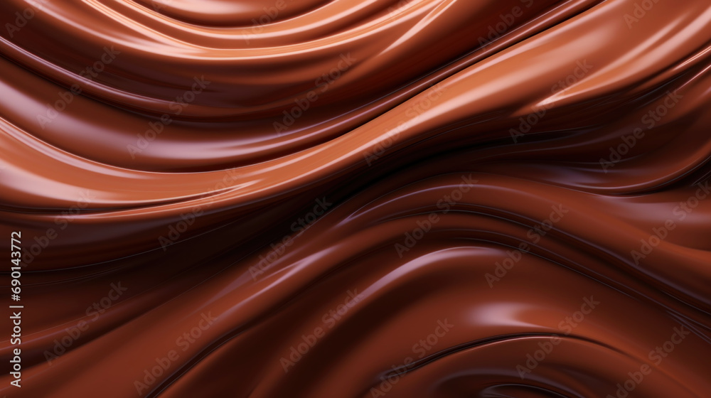 Melted chocolate background. Brown liquid swirls. Generative AI Melted chocolate background. Brown liquid swirls. Generative AI