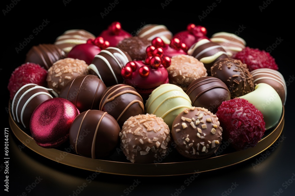 A delectable holiday wreath crafted from an assortment of chocolates and candies, xmas images A delectable holiday wreath crafted from an assortment of chocolates and candies, xmas images