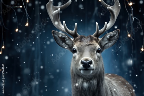 A festive reindeer adorned with silver bells creating a melodic holiday atmosphere, christmas picture © Ingenious Buddy 