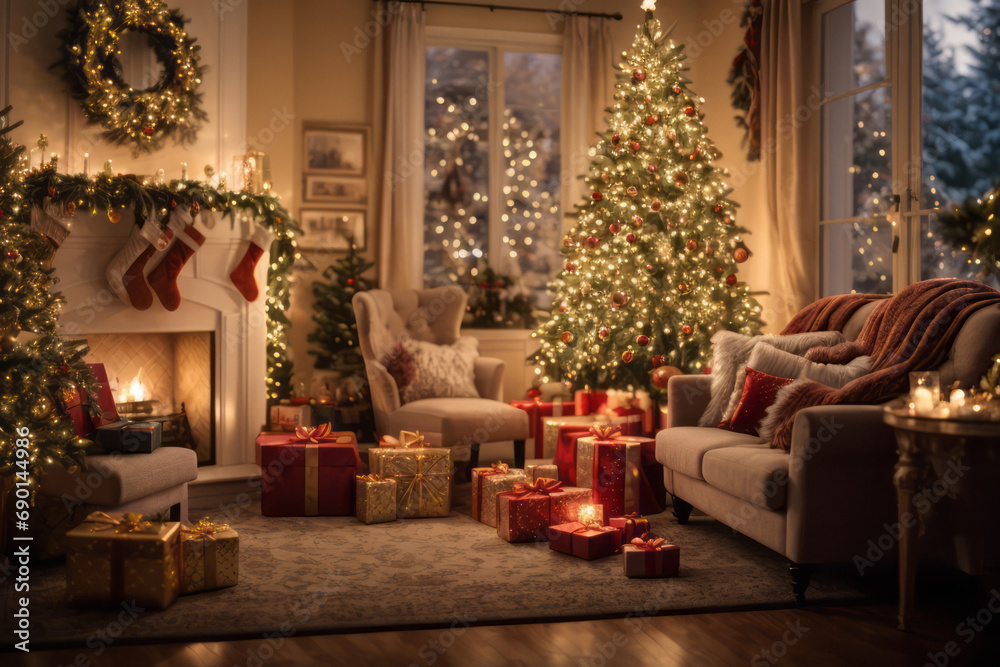 Fireplace. Background for the design of New Year's greetings or Christmas. Cozy Christmas atmosphere Fireplace. Background for the design of New Year's greetings or Christmas. Cozy Christmas atmosphere