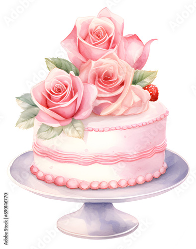 wedding cake floral illustration