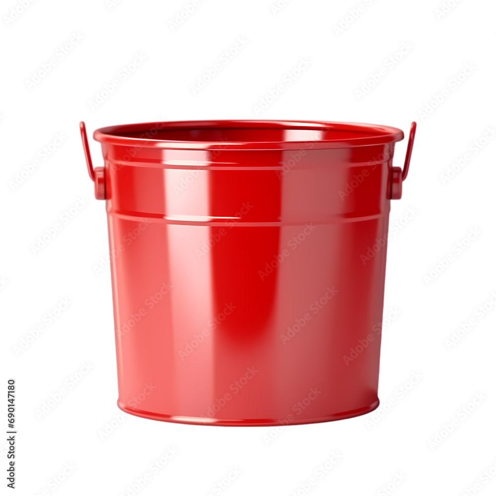 Red metal bucket isolated on transparent background Red metal bucket isolated on transparent background