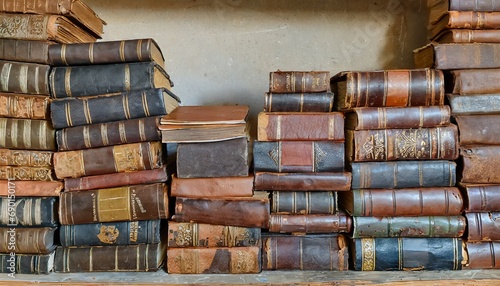 The Stack of Old, Leather-bound, Vintage Books