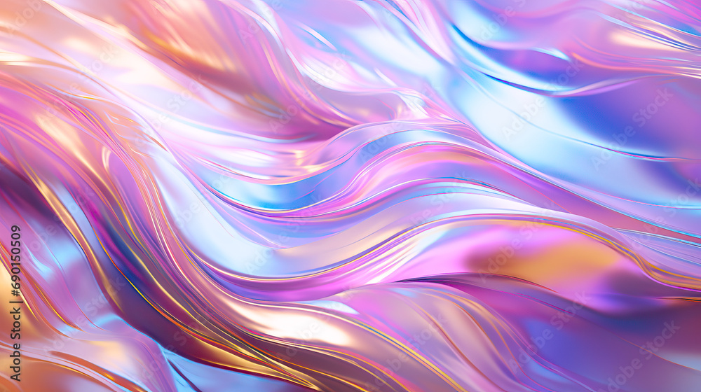 Abstract waves holographic foil multicolored background Abstract waves holographic foil multicolored background