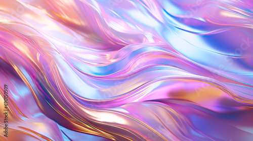 Abstract waves holographic foil multicolored background