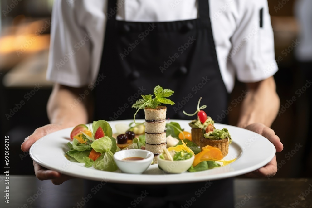 chef presenting vegan cheese platter at restaurant
