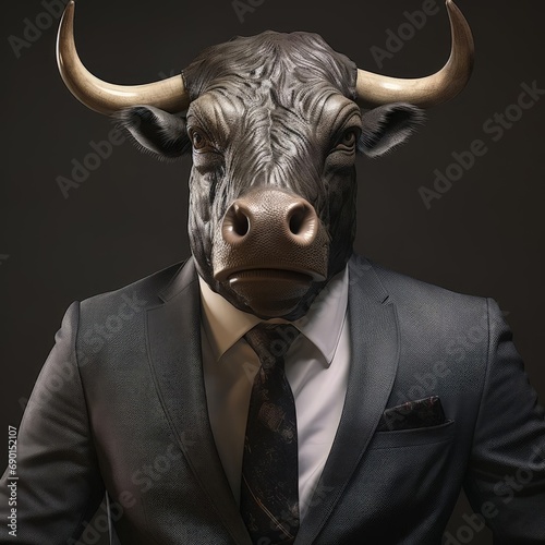 Bull in suit and tie © cherezoff