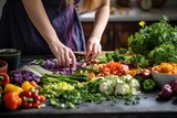 woman chopping colorful veggies for an omelette