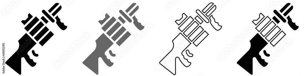 Gangster submachine gun monochrome illustration Gangster submachine gun monochrome illustration
