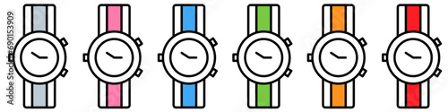 Hand watch with bracelet. Modern and classic accessory for men and women. Luxury mechanical and smart wrist watches