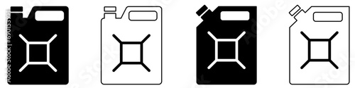 Jerry can line icon. Outline jerry can icon set. Gasoline canister. Fuel container in line. Gasoline jerry can sign. Stock vector illustration.